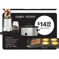 Cooks or Black+Decker Small Kitchen Appliances for $14.99 Each