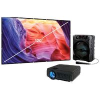 iLive Projector, Projection Screen & Bluetooth Speaker Pop-Up Movie Theater Kit