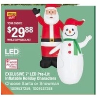 7-inch LED Pre-Lit Inflatable Holiday Characters Santa or Snowman