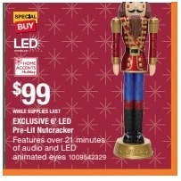 6ft LED Pre-Lit Nutcracker Features over 21 minutes of audio and LED animated eyes