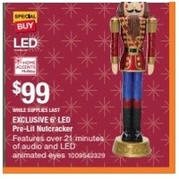 6ft LED Pre-Lit Nutcracker Features over 21 minutes of audio and LED animated eyes