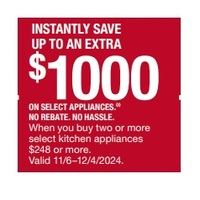 Up To An Extra $1000 On Select Appliances
