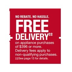 Free Delivery on appliance purchases of $396 or more