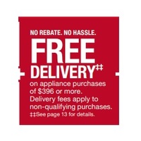 Free Delivery on appliance purchases of $396 or more