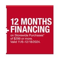 12 Months Financing on Storewide Purchases of $299 or more