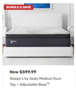Sleepy's by Sealy Medium Euro Top + Adjustable Base from $599.99