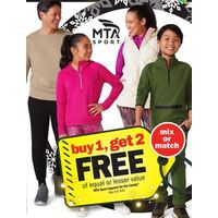 Buy 1 Get 2 Free of Equal or Lesser MTA Sport Apparel for the Family