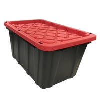 Edge Plastics Red Lid Heavy-Duty Storage Tote 27 Gallon