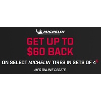 Get Up To $60 Back  On Select Michelin Tires In Sets Of 4