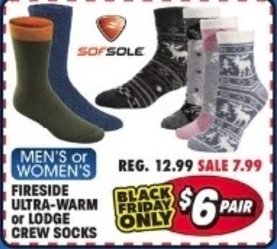 Fireside Ultra-warm Or Lodge Crew Socks