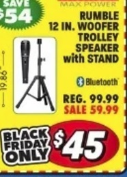 Rumble 12 In. Woofer Trolley Speaker With Stand