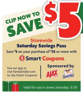 Save $5 on your purchase of $25 or more