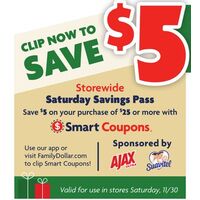 Save $5 on your purchase of $25 or more