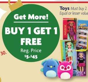 Buy 1 Get 1 Free on Toys