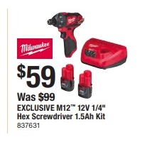 M12 12V 1/4-in Hex Screwdriver 1.5Ah Kit