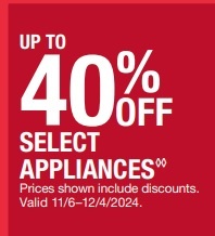 UP TO 40% Off Select Appliances