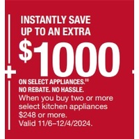Save up to $1000 on Select Appliances