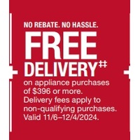 Free Shipping on appliance purchases of $396 or more