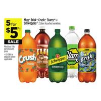 Mug, Brisk, Crush, Starry or Schweppes 5 for$5.00