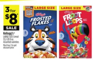 Kellogg's Cereal Large Size 13-24 oz. 3 for $8
