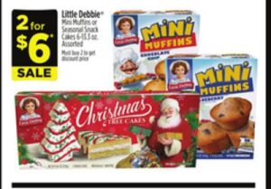 Little Debbie Bars, Mini Muffins or Seasonal Snacks 2 for $6