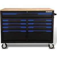 Kobalt 46.1-in L x 37.2-in H 9-Drawers Rolling Black Wood Work Bench