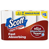 Scott Paper Towels, Choose-A-Sheet, 4 Single Plus Rolls = 7 Regular Rolls