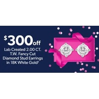 $300 Off Lab Created 2.00CT. TW. Fancy Cut Diamond Stud Earrings in 18K White Gold