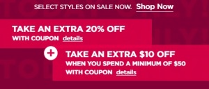 Take an Extra 20% off + Take an $10 Off  When You Spend A Minimum $50