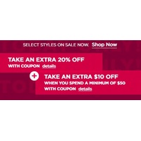 Take an Extra 20% off + Take an $10 Off  When You Spend A Minimum $50